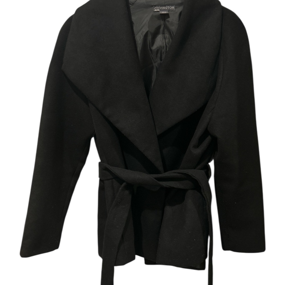 Covington Black Wrap Coat with Shawl Collar PETITE